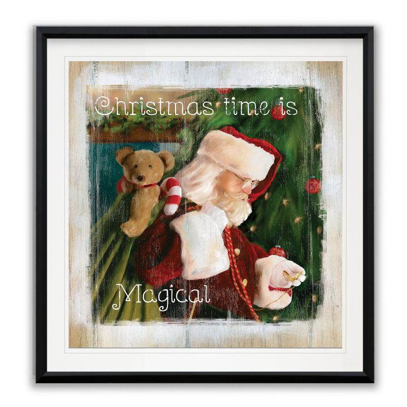 «Time for Santa», peinture, Blanc / aubergine / banane / brun clair / rouge br, H 17,5 po x l 17,5 po x P 1,5 po