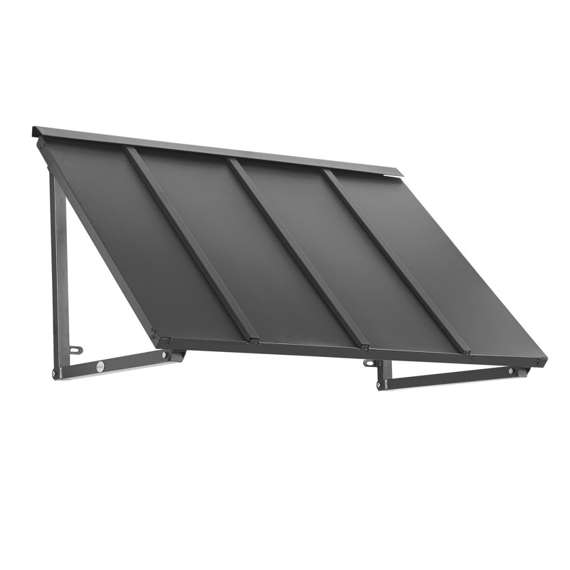 Awntech Houstonian Standing Seam Metal Fixed Awning, Pewter, 24" H x 44" W x 24" D, Galvanized Steel
