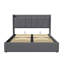 Linen Ottoman Bed with Built-in Cahrging Station, Modern Gas-Lift Storage Bed, Beige/Grey,  EU Double/King 140/160x200cm-1486623895-1486623892