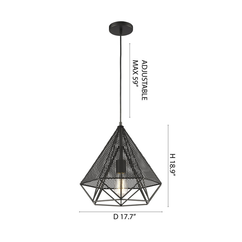 Luminaire suspendu 1 lumière Modern, H 18,9 po x l 17,7 po x p 17,7 po