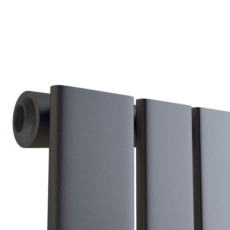 iBathUK Belgravia Vertical Single Slim Flat Mirrored Panel Radiator Anthracite Angled Valve-Grey, 1800cm H x 450cm W x 52cm D