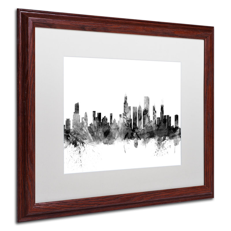 « chicago il horizon b&w », impression encadrée, H 16 po x l 20 po x P 0,5 po
