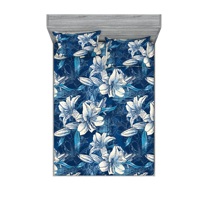 Drap-housse et taies décoratives 3 pièces Ambesonne, Ensemble de draps pour lit double avec 2 taies d'o