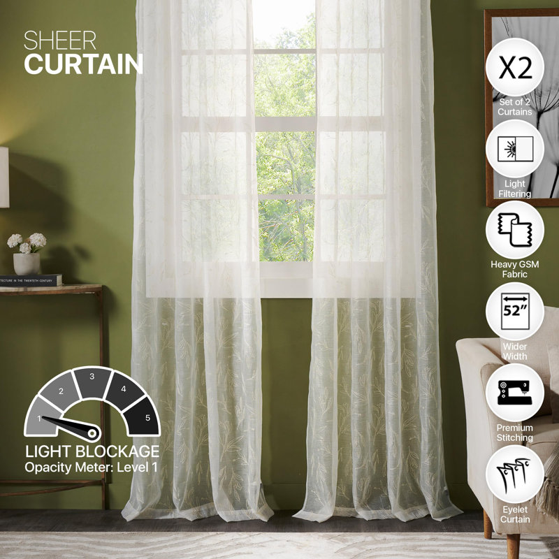 Sheer Curtains Long for Home Decoration Grommet & Lightweight Elegant Window Treatments with Light Filtering for Bedroom/Living Room(Champagne, 2 Panels)