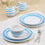 Assiettes à salade en grès bleu Dockside - Ensemble de vaisselle bleue résistante aux éclats de 9 pouces d'inspiration côtière pour un repas de tous les jours. Idéal pour les hors-d'œuvre, les salades ou les desserts.