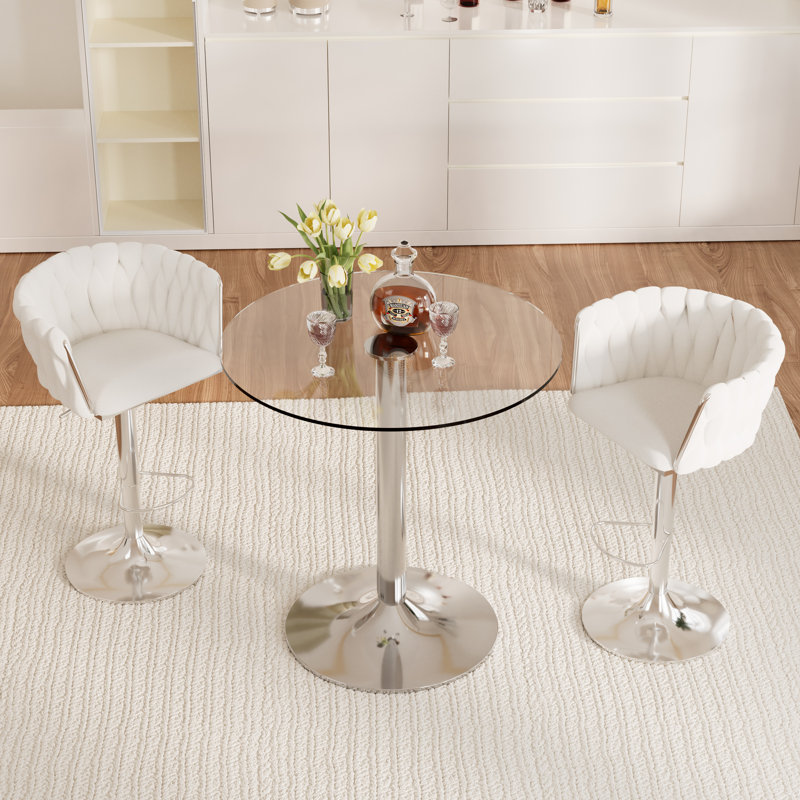 Ensemble de table de bar et chaises pour 2, Beige/Argenté