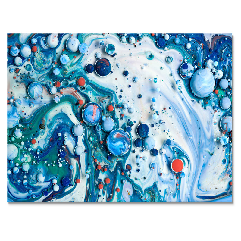 «Blue Luxury Abstract Fluid Art XXIII», reproduction sur toile, H 16 po x l 32 po, Toile tendue
