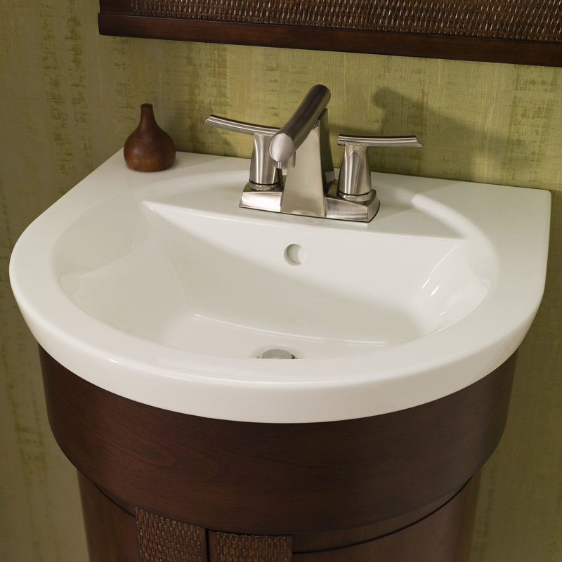 Lavabo de salle de bain surdimensionné en U en porcelaine vitrifiée Tropic, Lin, Entraxe de 8 po