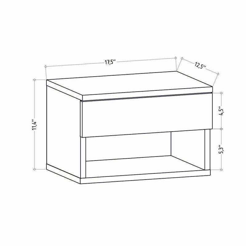 Claunch 44.6cm W Manufactured Wood Bedside Table, White