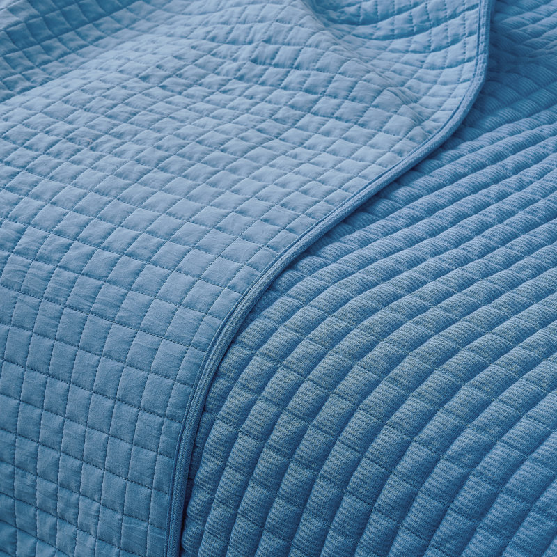 Ensemble de courtepointe Wonderful Waffle, Bleu, Lit simple