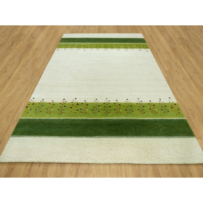Bunice One-of-a-Kind Rectangle 8'10" X 12' New Age Wool Area Rug Ivory