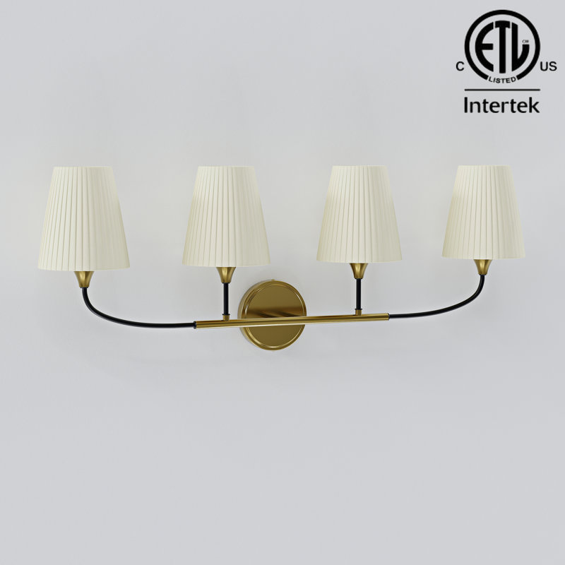 ETL Listed 4-Light Modern Dimmable Bathroom Vanity Light with Fabric Shades, 4