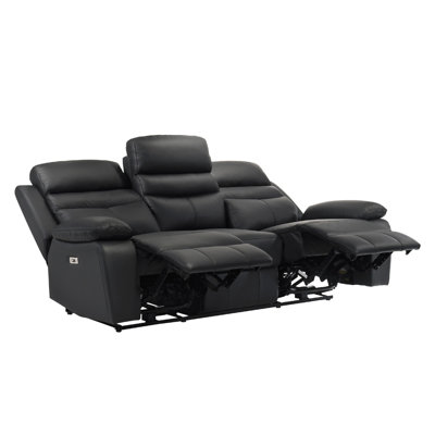 Canapé inclinable double en cuir fleur Hanna, 87 po Hanna