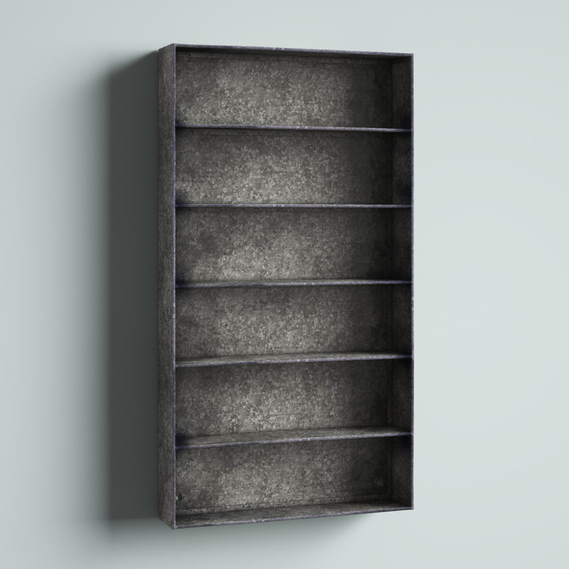Distressed Metal 6‑Tier Wall Shelf