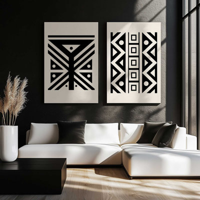 Ensemble de 2 motifs tribaux modernes en noir