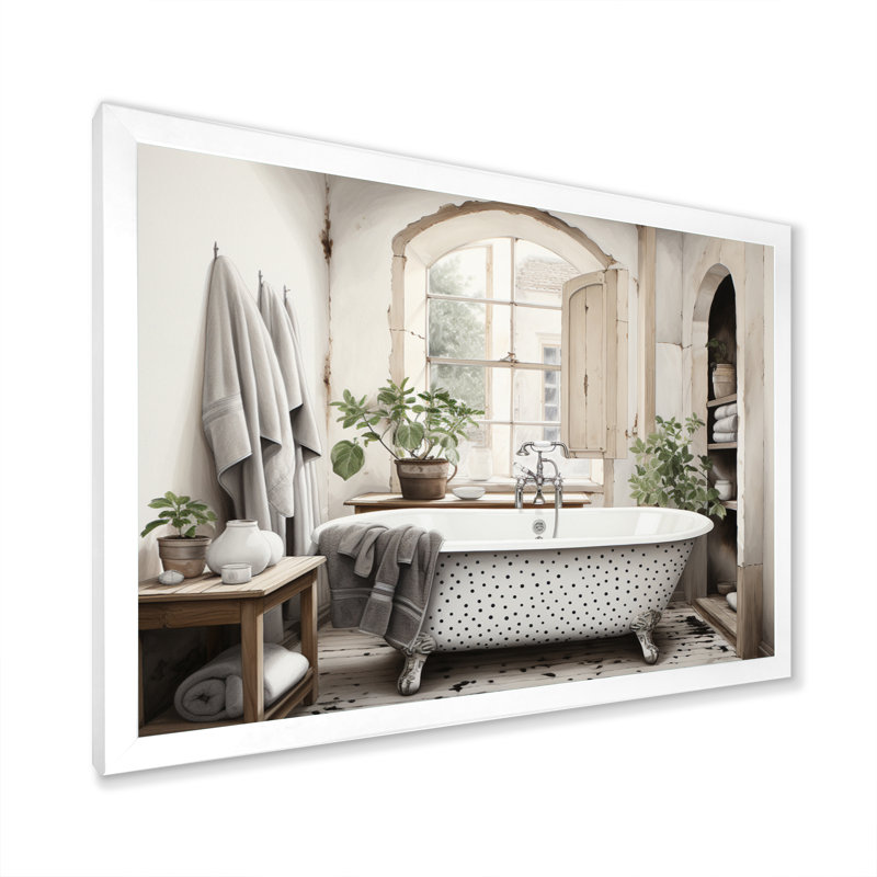 Impression sur toile Minimalisme Bath Of Serenity II - Laundry, H 12 po x l 20 po x P 1 po, Cadre photo blanc