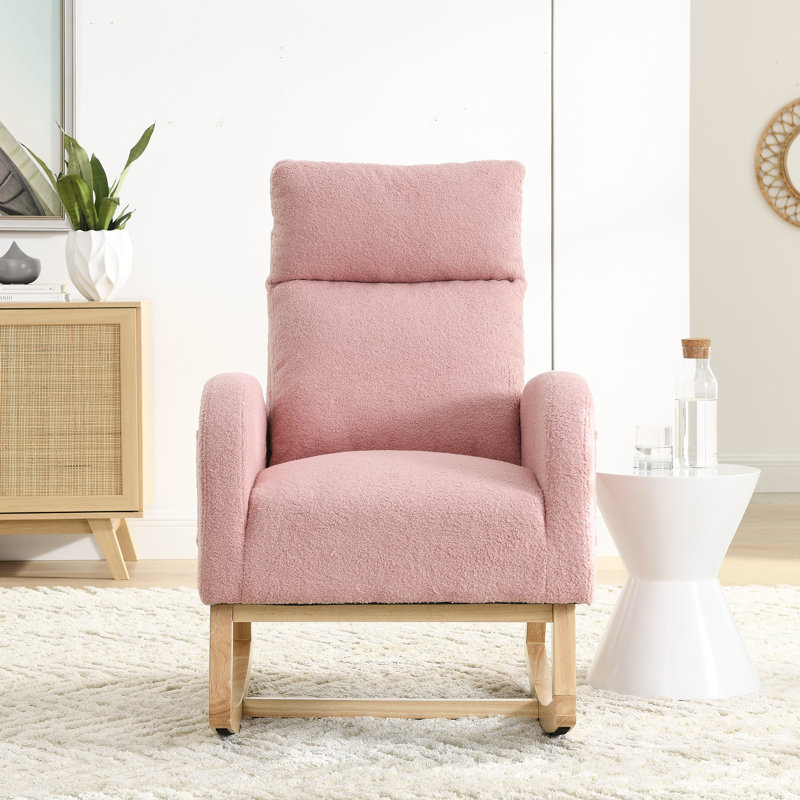 Corydon Upholstered Accent Chair, Pink Teddy Fabric