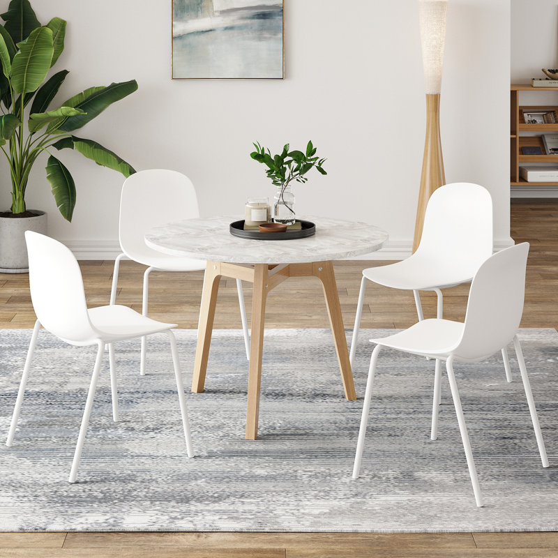 Modern Stackable Indoor Dining Chairs, White