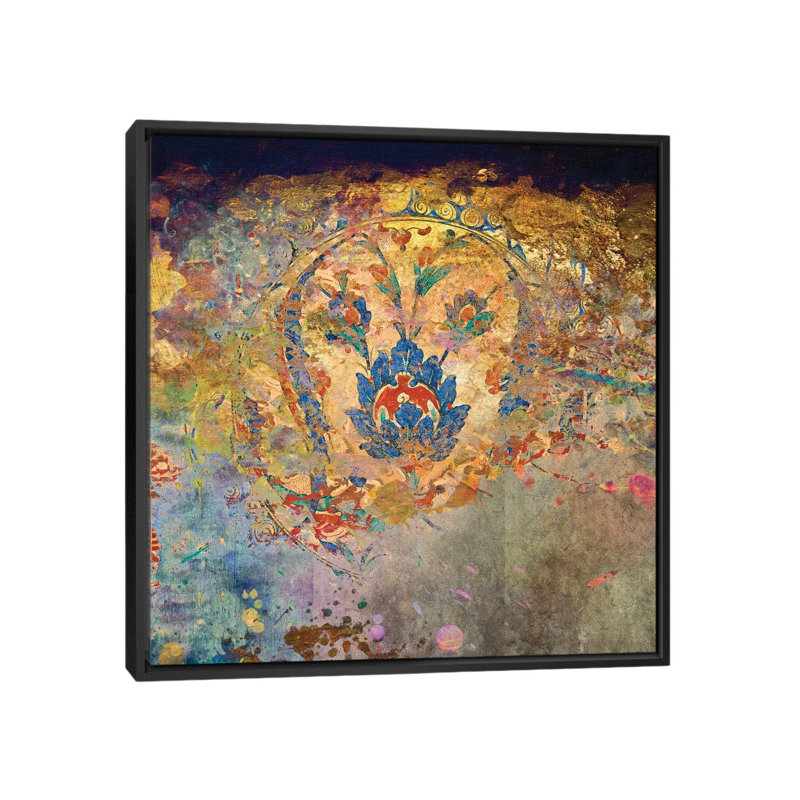 Série antique antique : bleu temple, impression sur toile tendue, H 37 po x l 37 po x P 1,5 po, Toile avec cadre noir