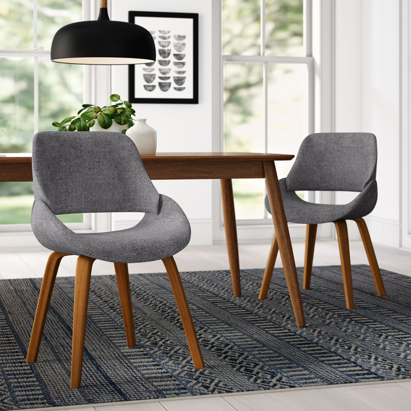 Chaise d'appoint rembourrée Ladson, Gris, Walnut