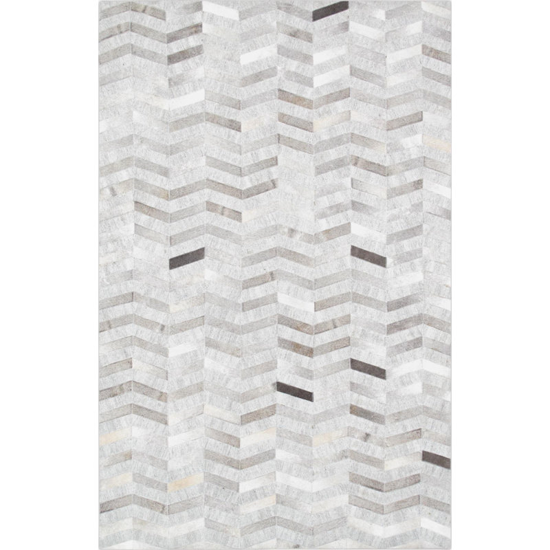 Canvello Modern Hand-Loomed Cowhide Sari Silk Area Rug- 9' X 12', Rectangle 9' x 12'