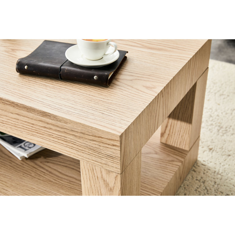 Table basse en bois 2 pour la maison, assemblage facile, protection du plancher, finition bois, table centrale, capacité de 250 lb, faible finition, peu encombrant