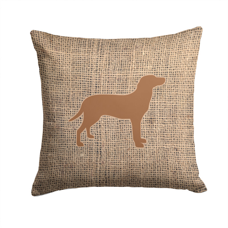 Coussin intérieur/extérieur en toile jute labrador, Brun, H 14 po x l 14 po x P 4 po