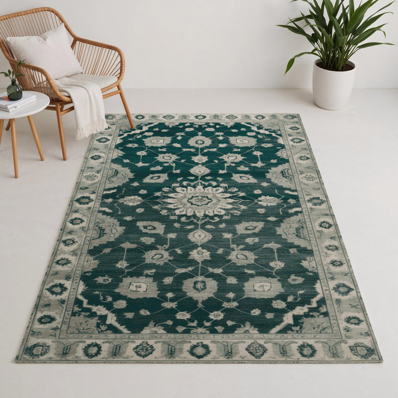Tapis bleu intérieur et extérieur surteint, Rectangle 5 pi x 7 pi