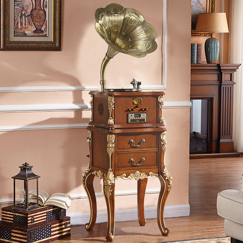 Brown+Gold Free Form Solid Wood+Copper Media Players