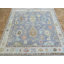 Tapis carré carré noué à la main Funky Oushak en gris / bleu / rouge-436678926