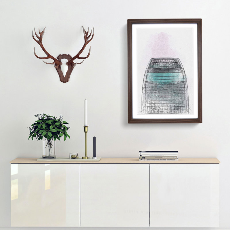 Sketching the Architecture Vol.49 - Picture Frame Drawing Print, Walnut Framed, 36cm H x 27cm W x 2cm D