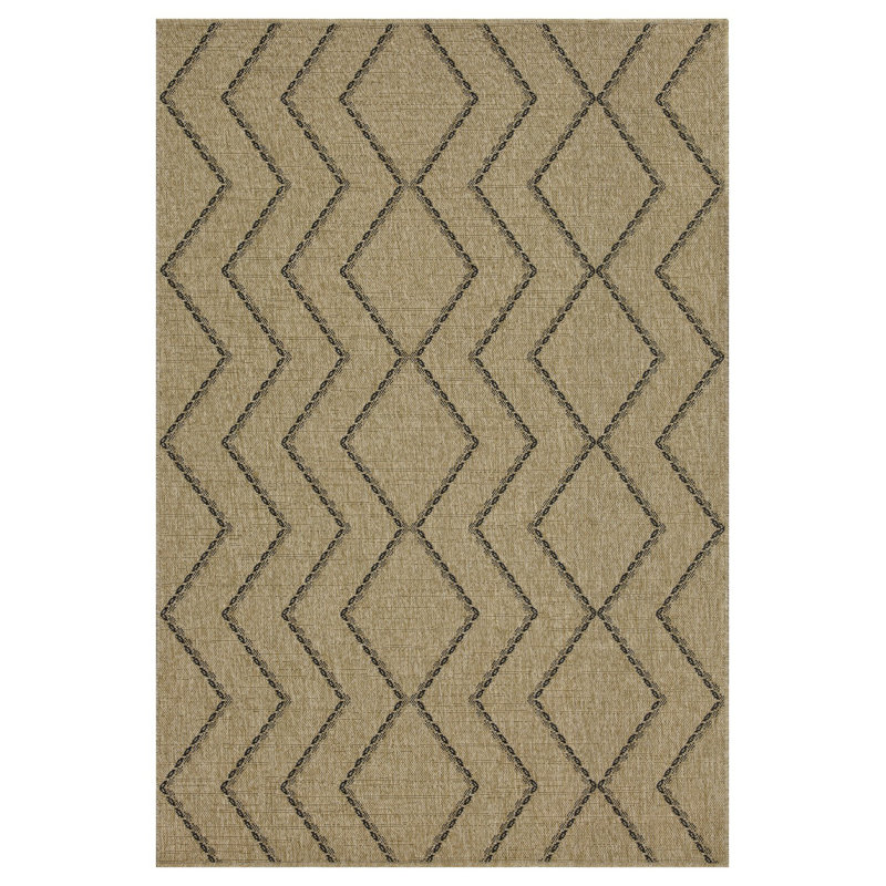 Jute de terre / noir 5 pi 3 po X 7 pi 3 po Tapis intérieur / extérieur, Rectangle 5 pi 3 po x 7 pi 3 po