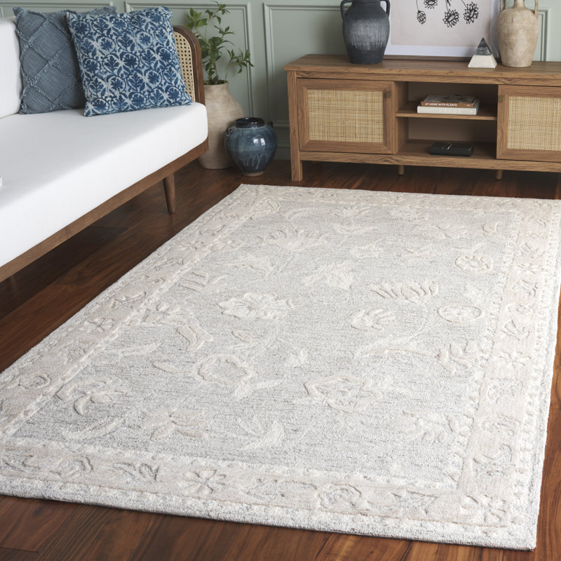 Metro 201 Hand Tufted 50% Wool; 30% Pet; 20% Cotton Floral Rug, Rectangle 4' x 6'