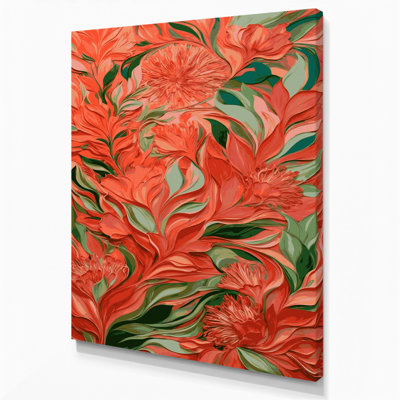 «Abstract Florals 93», art mural sur toile brune