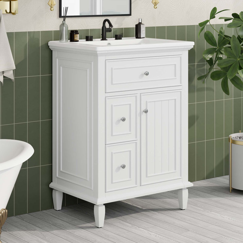 24" Bathroom Vanity With Sink, White