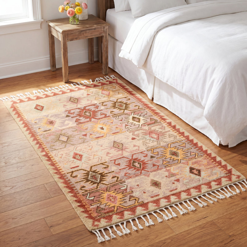 Hand Knotted Wool Southwestern Indoor Rug, Rectangle 9' x 12'