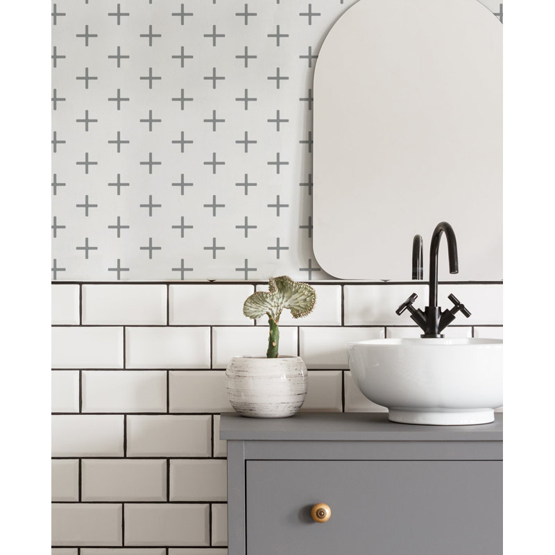 Addition 10' L x 24" W Wallpaper Roll, Graphite, Faux Grasscloth, Non-pasted