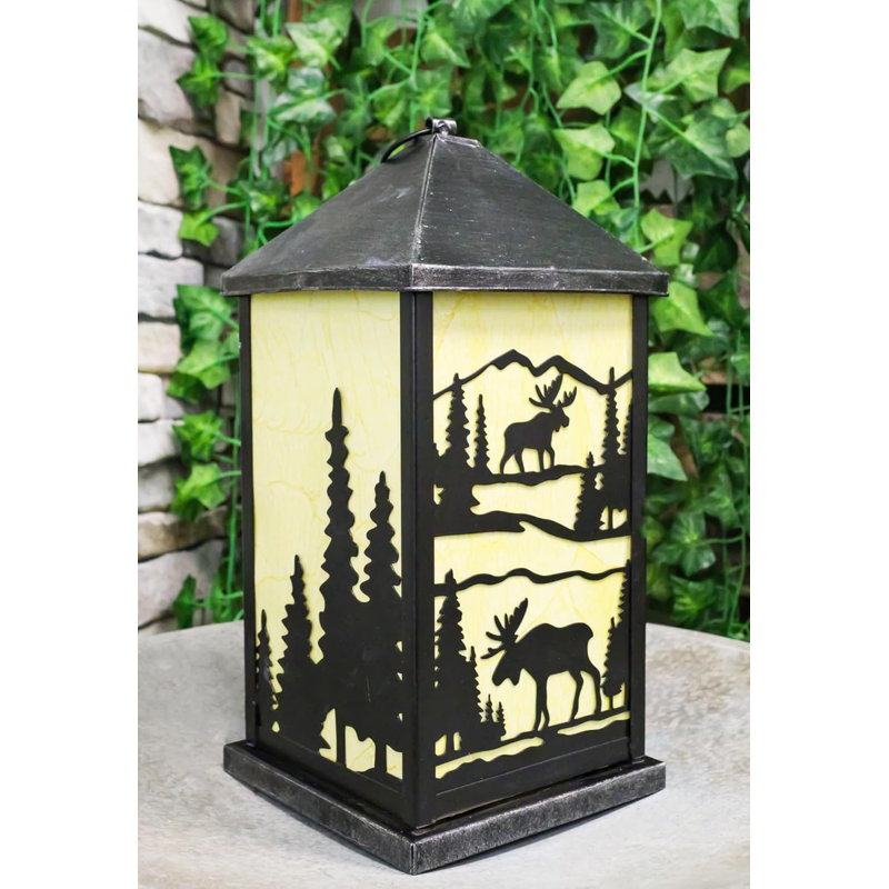 Lanterne murale ou de plancher en métal Rustic Deer Moose Scenic Forest Mountains