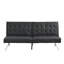 Structure en bois, pieds en acier inoxydable, futon, canapé en PVC noir