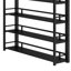 Lit mezzanine double en métal avec tablettes, armoires et garde-robe