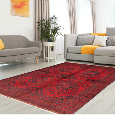 Kaithlyn One-of-a-Kind 5'7" X 7'9" New Age Wool Area Rug in Red