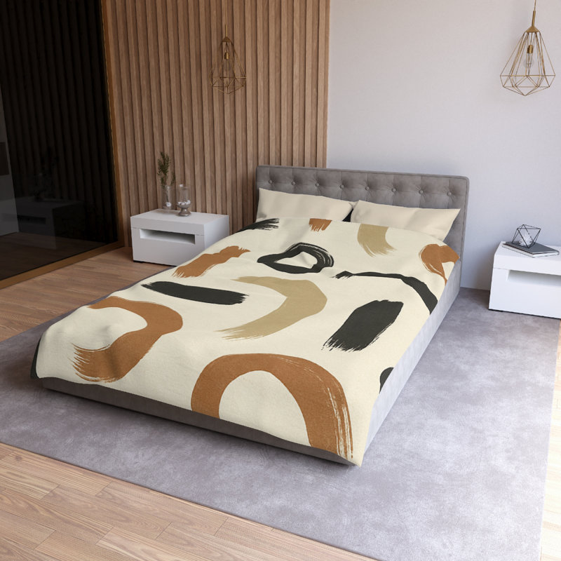 Microfiber Duvet Cover Boho Style, Design 71, Twin XL Duvet Cover, Cream