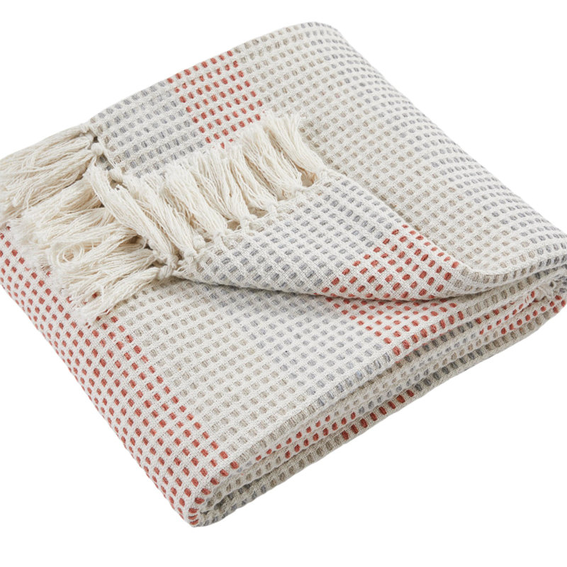 Cotton Striped Bedspread, Paprika
