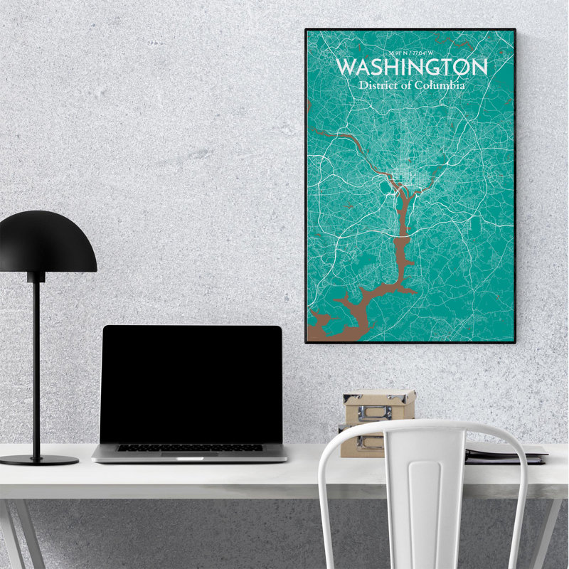 Washington - impression sur toile tendue, Vert / brun, 36" H x 24"W