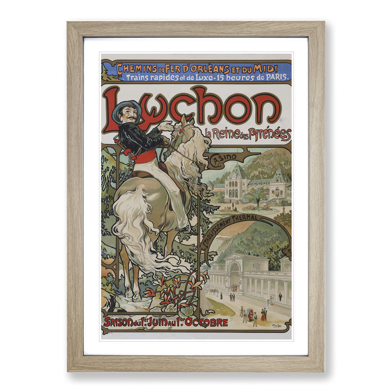 Luchon by Alphonse Mucha - Picture Frame Painting, Oak Framed, 65cm H x 48cm W x 2cm D