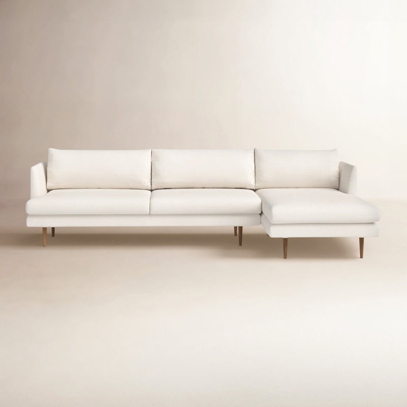 Miller Polyester Blend Sectional, Right Hand Facing, Ivory Polyester Blend