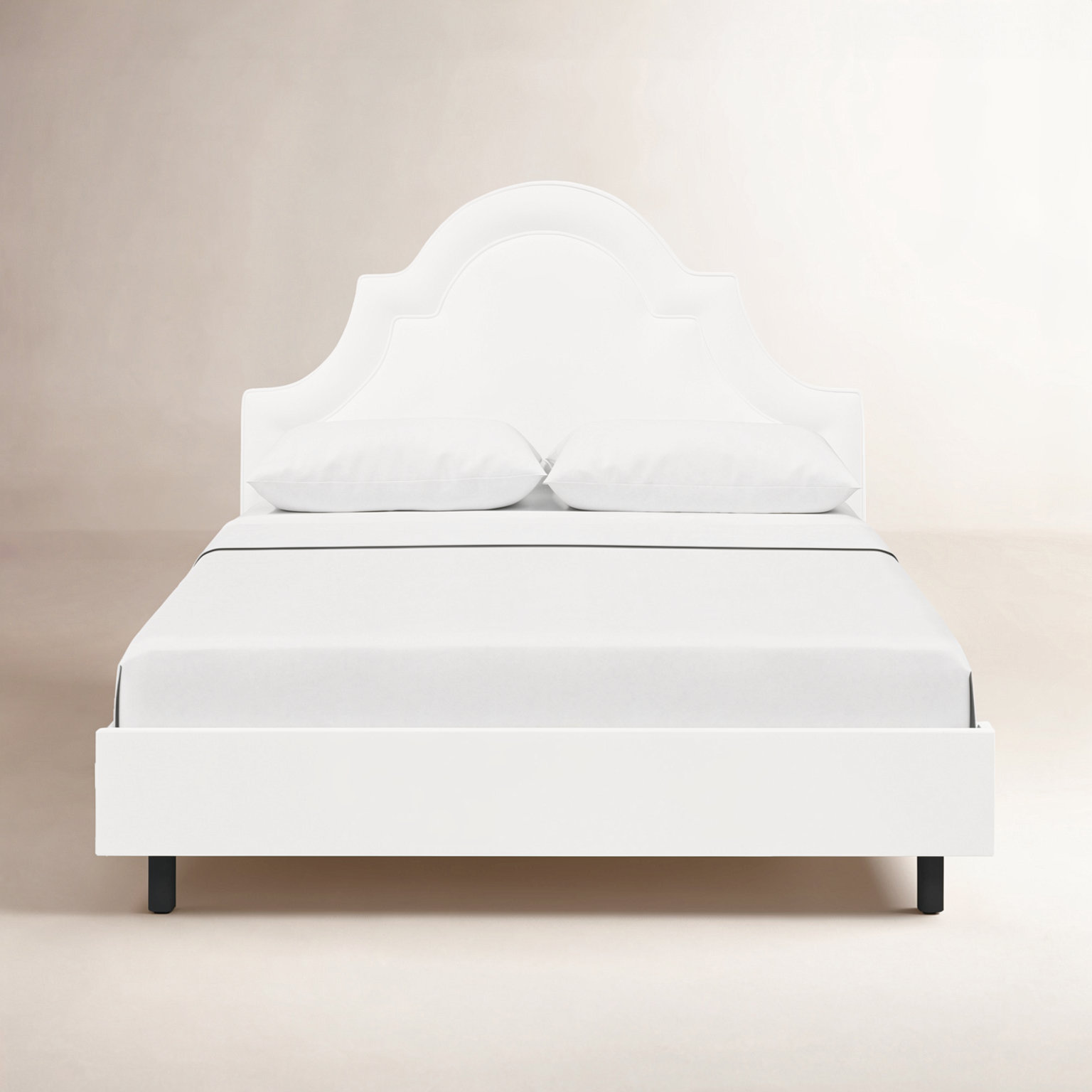 Knipe Upholstered Bed, Full, White Performance Twill
