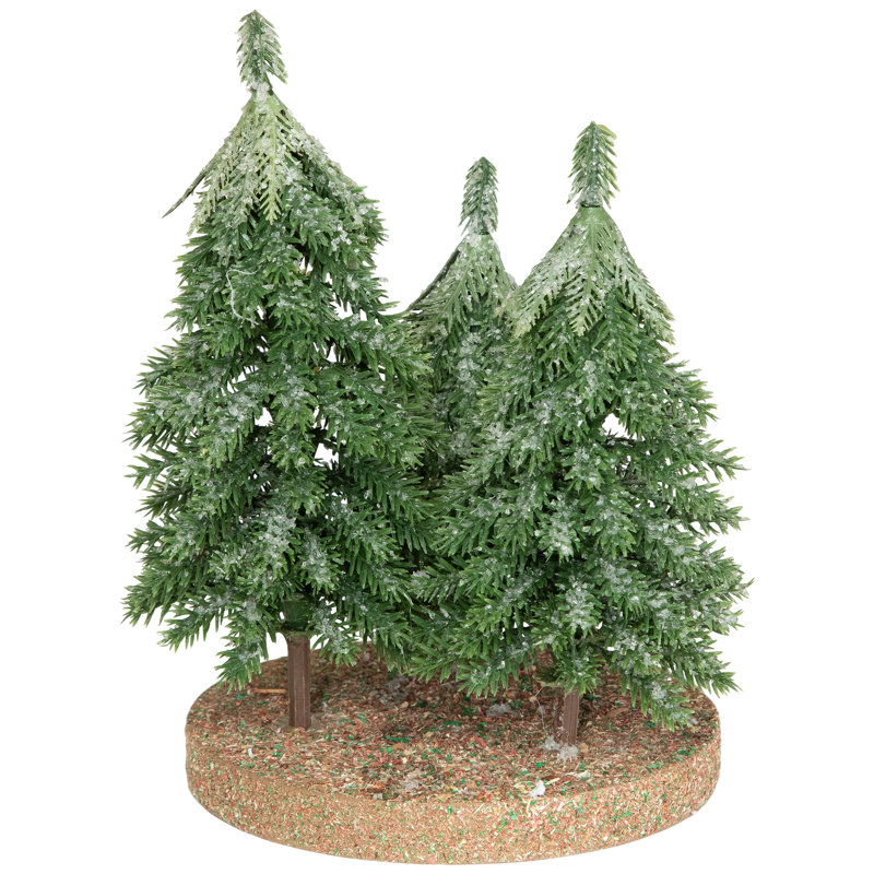 Décoration de Noël trio de sapins glacés Downswept - 8 po - non éclairé
