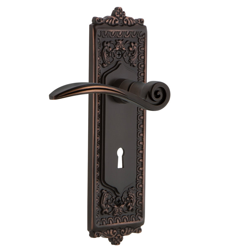 Egg & Dart Plate Double Dummy with Decorative Keyhole and Swan Lever, Unlacquered Brass