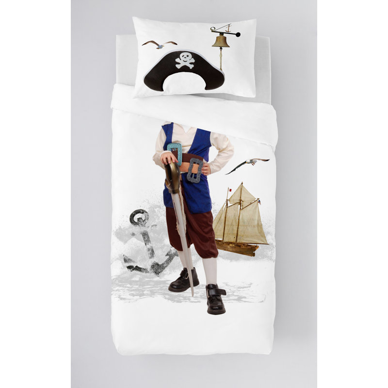 Ensemble de housse de couette pour lit simple 2 pièces pirate 